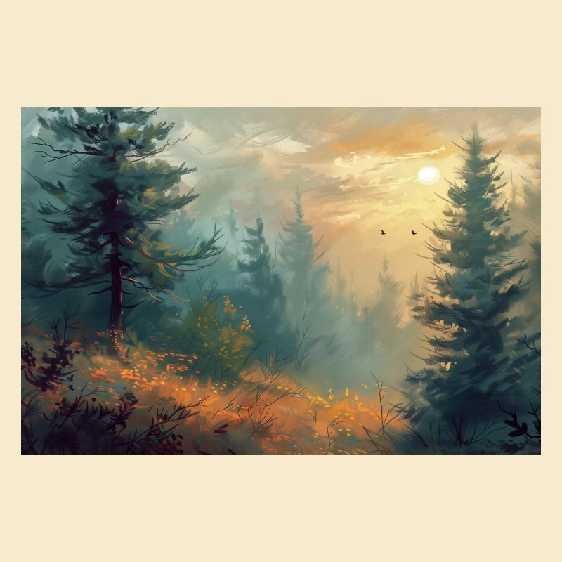 Forest Landscape Illustration Poster