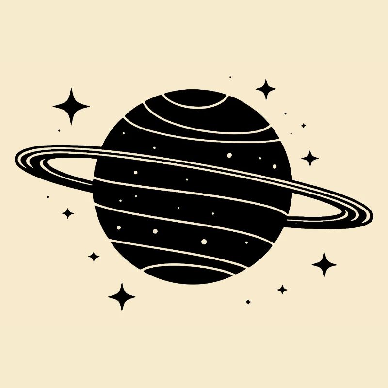 Minimalist Planet with Ring – Black Space