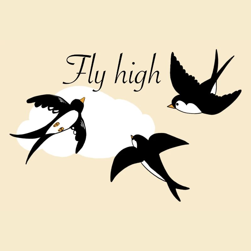 Stilvolle Schwalben im Flug mit Wolke