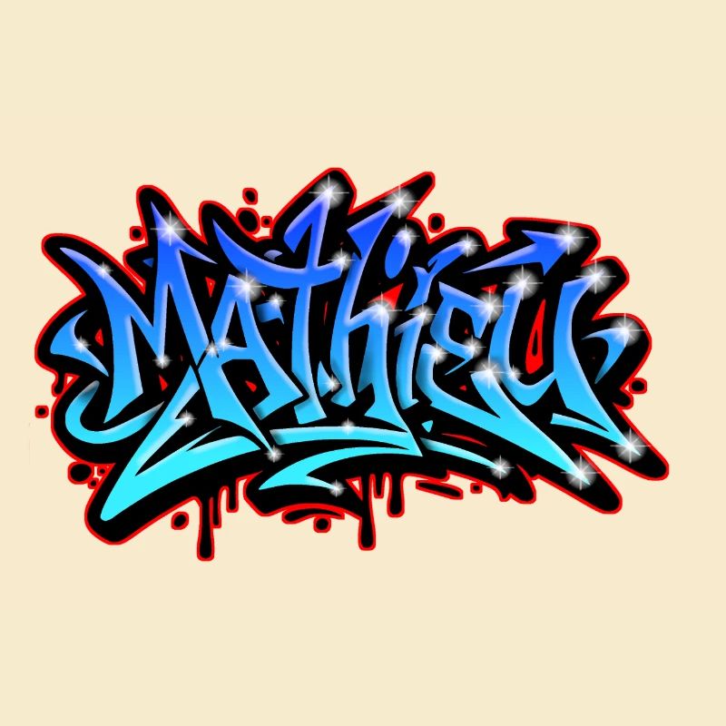 Mathieu Graffiti Neon Druckbar auf Textil