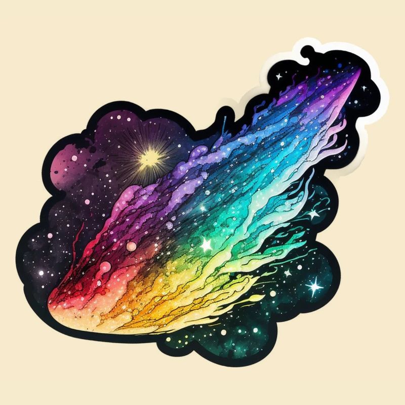 Regenbogen-Komet: Ein farbenfrohes Design-Erlebnis
