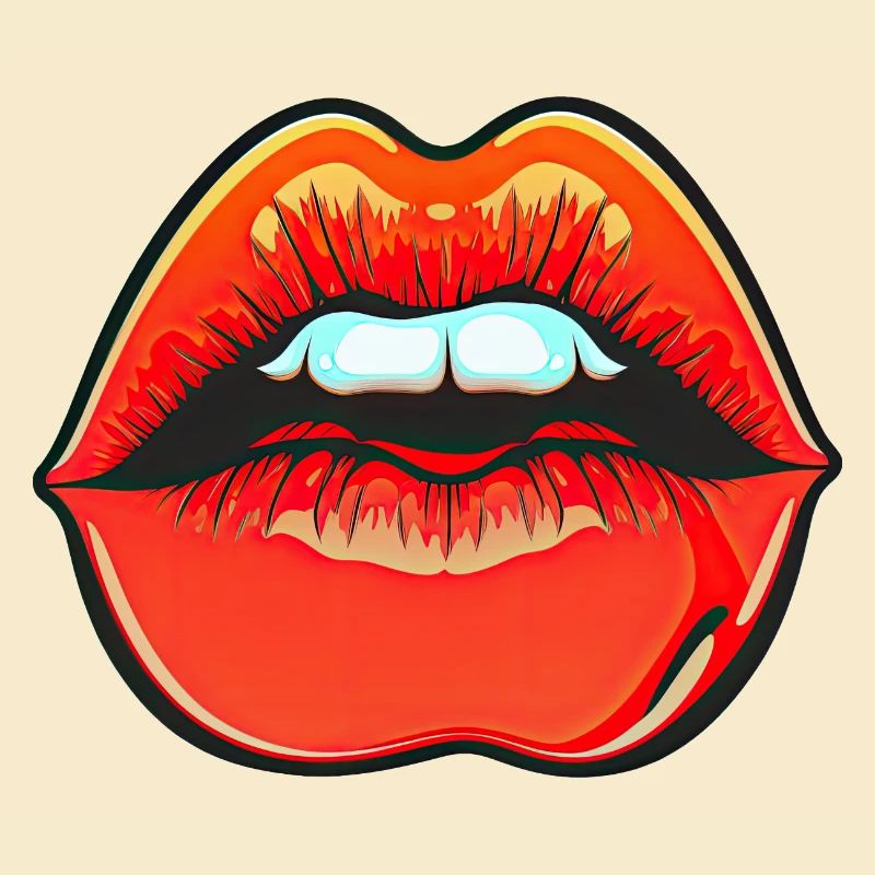 Teasing Red Lipstick Lips