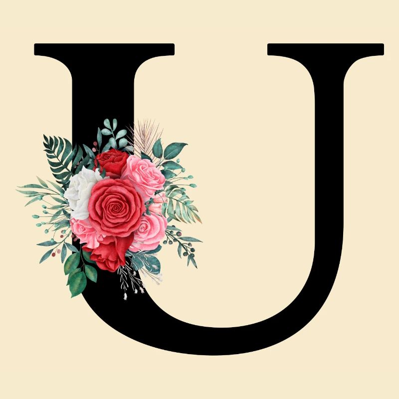 Roter floraler U-Buchstabe