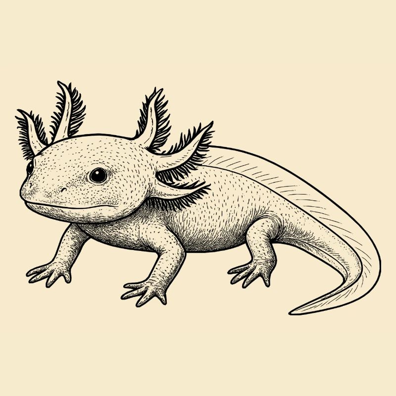 Axolotl Linienstil – schwarz