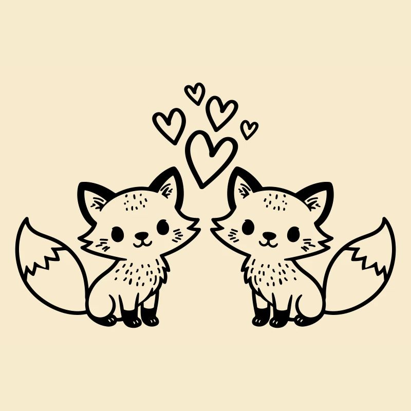Fuchs Paar Herzen Liebe