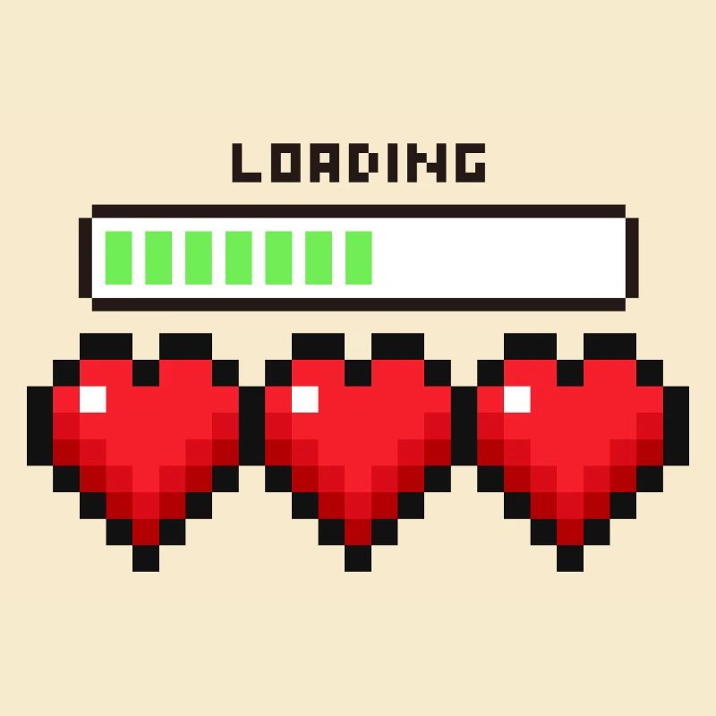 LOADING LOVE, PIXEL HEARTS 100%! FOR GAMER 1UP