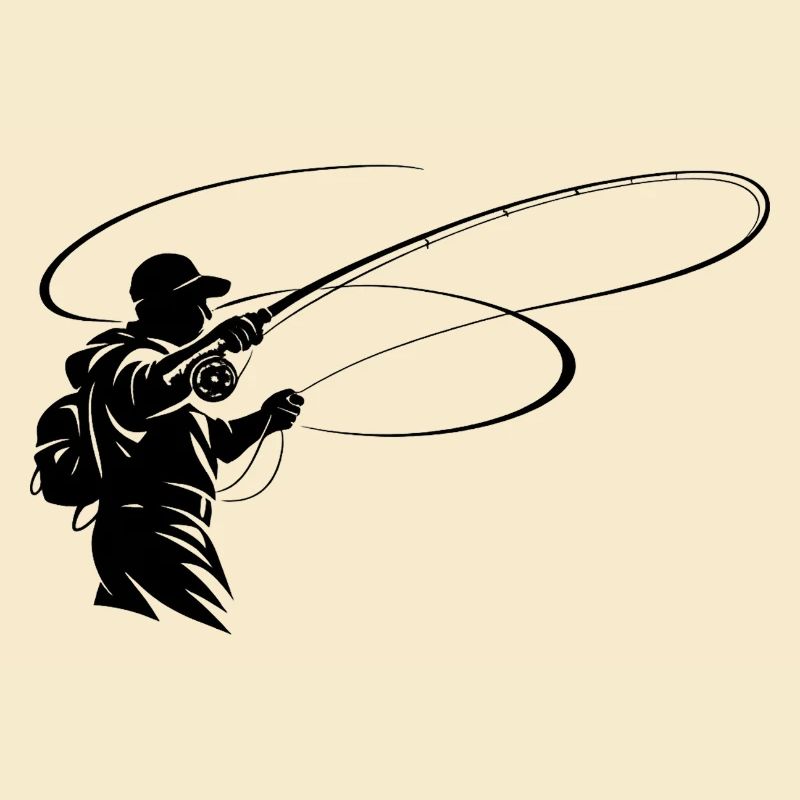 Silhouette de pêche à la mouche – Conception du pêcheur