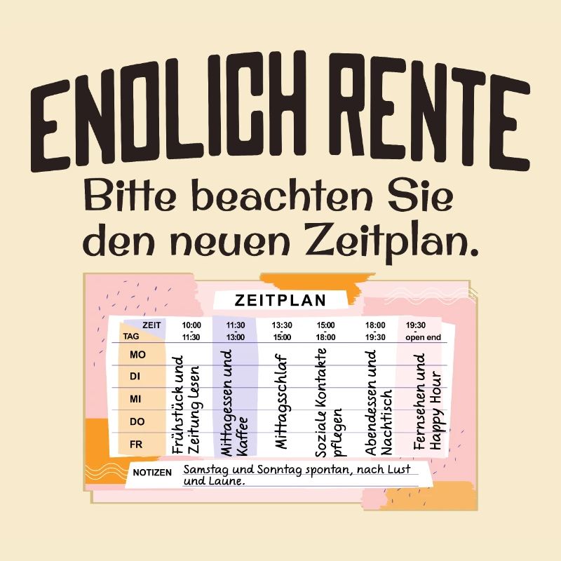 Endlich Rente Zeitplan Tagesablauf Wochenplan