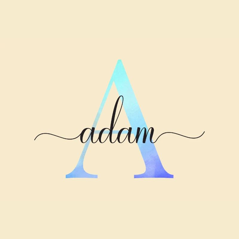 A| Monogramm | Name | Adam | Watercolor