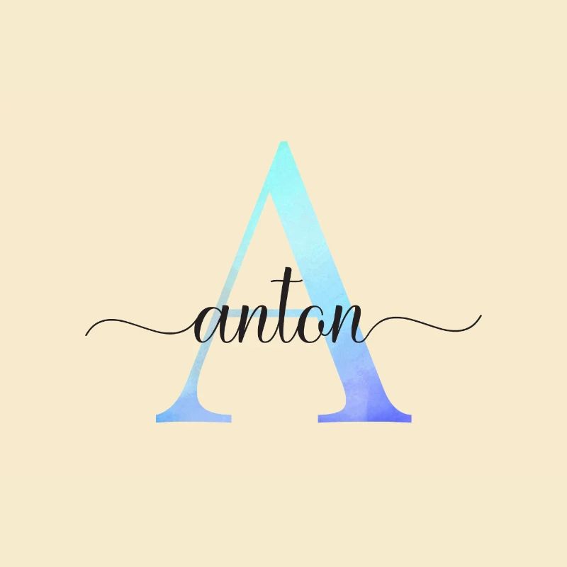 A| Monogram | Name | Anton | Watercolor