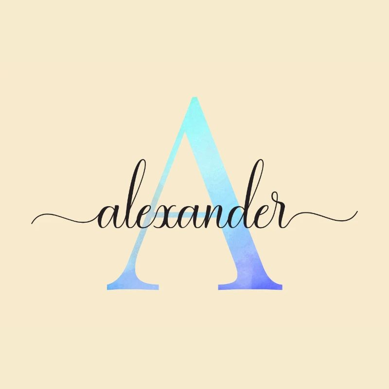 A| Monogram | Name | Alexander | Watercolor
