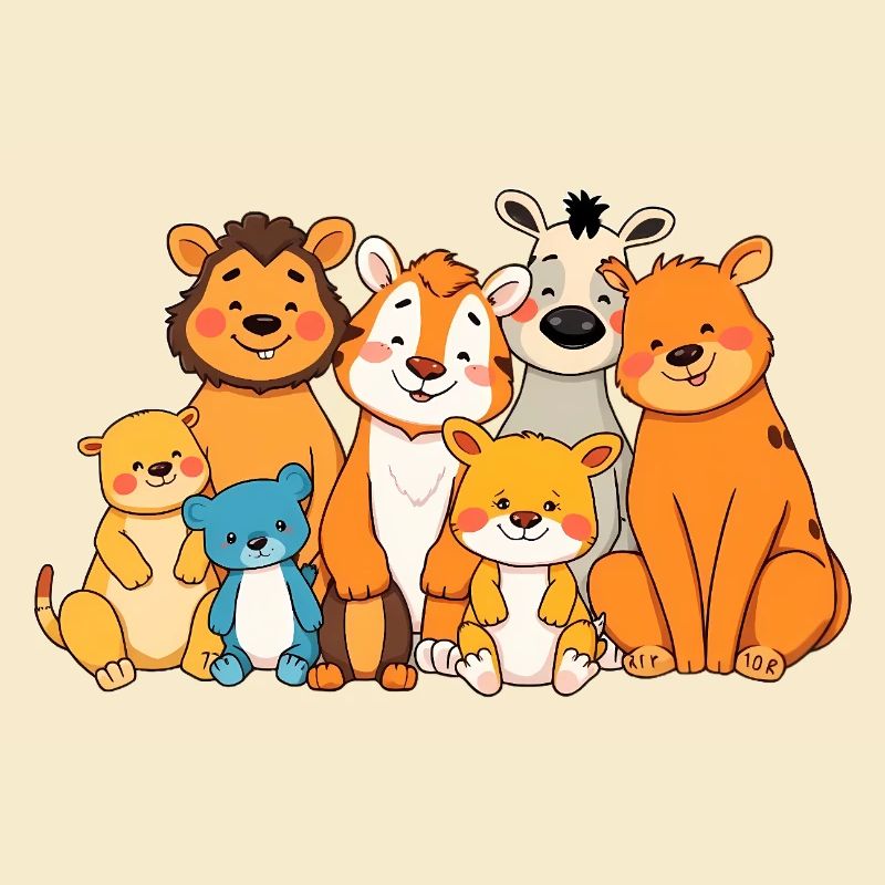 Verspielte Tierfamilie Comic Design