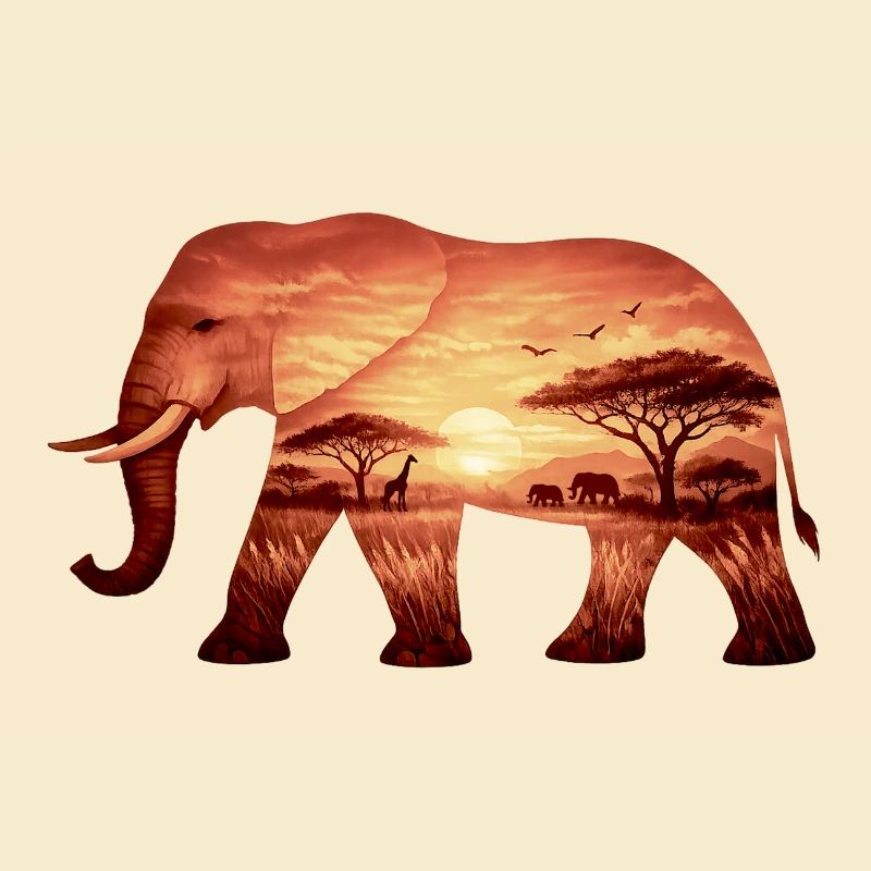 Éléphant sur la savane