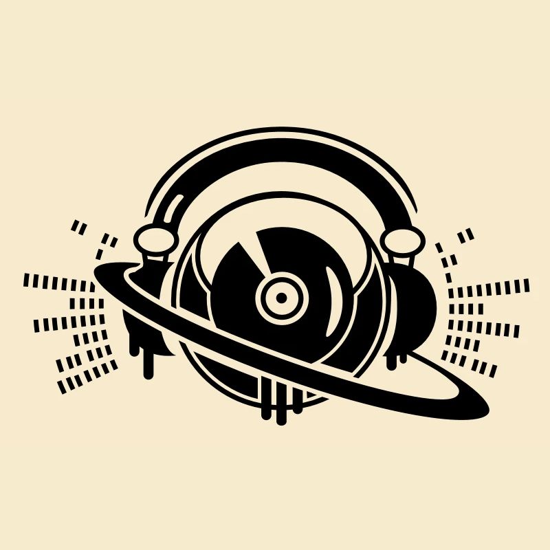 DJ- Plattenpult mit Kopfhörer Logo