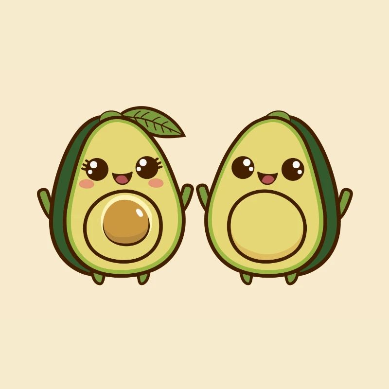 Animated Cute Avocado Duo
