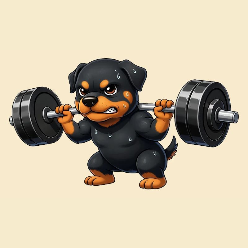 Rottweiler Weightlifting Barbell Training Workout