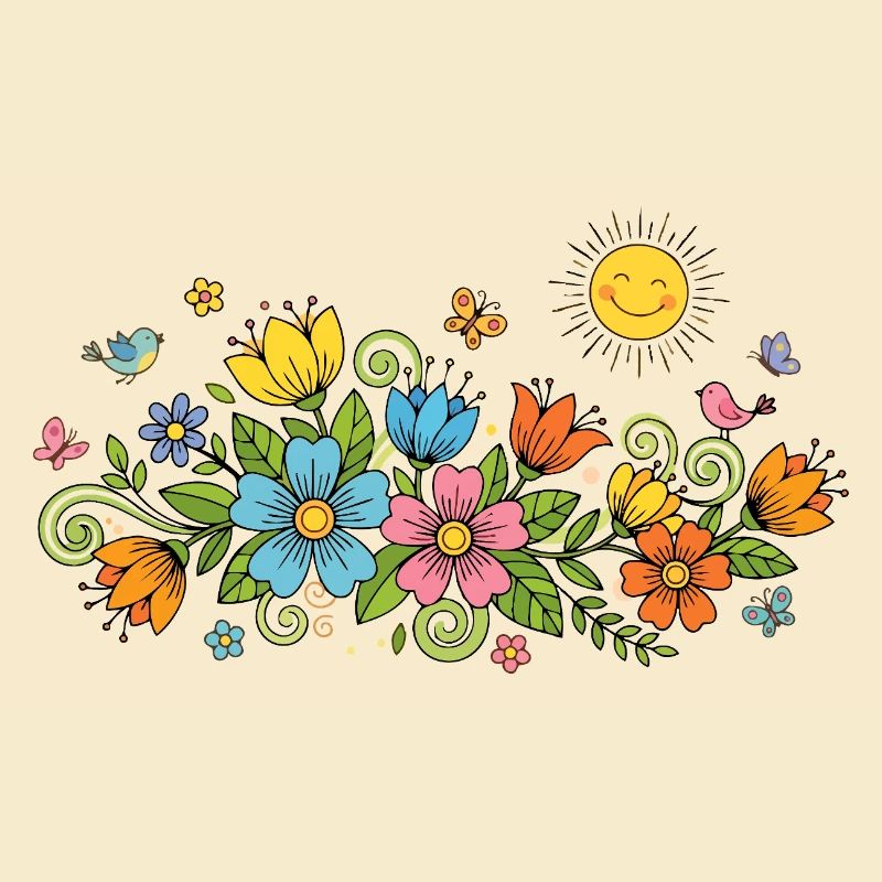 Jardin de fleurs sauvages sous un soleil joyeux et éclatant