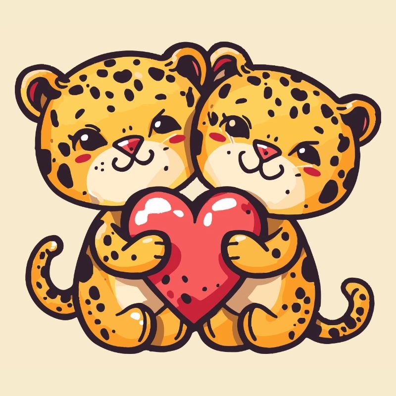 Leopard Comic Paar Liebe