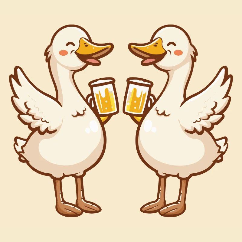 Gans Comic Bier Lustig Saufen