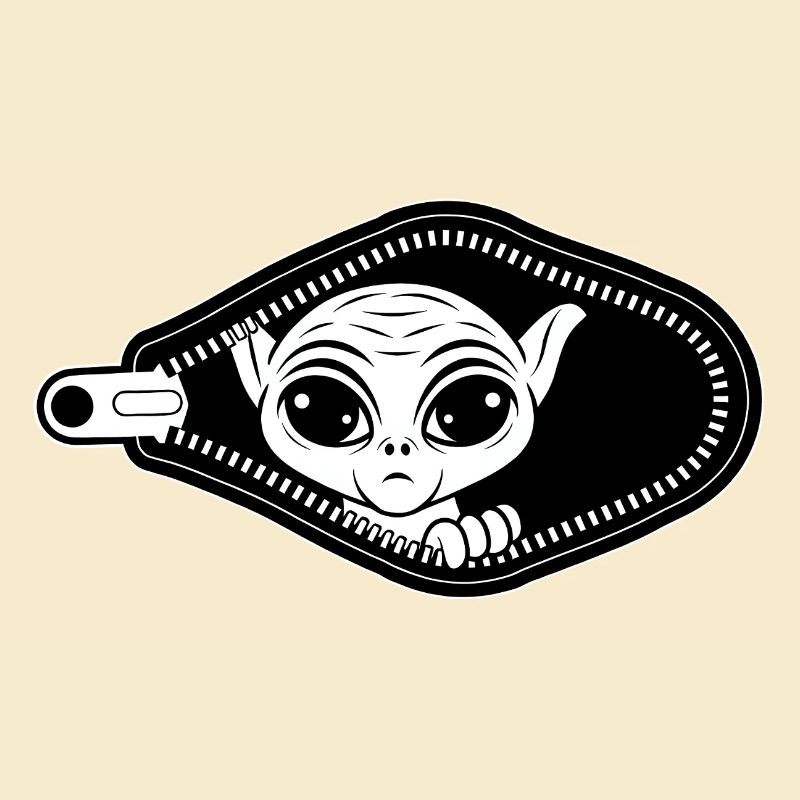 Alien jette un coup d’œil par la fermeture éclair