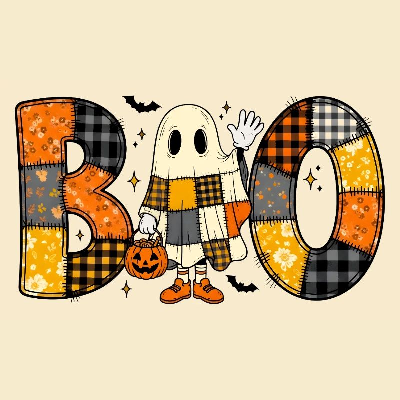 Ghost Halloween Patchwork Boo