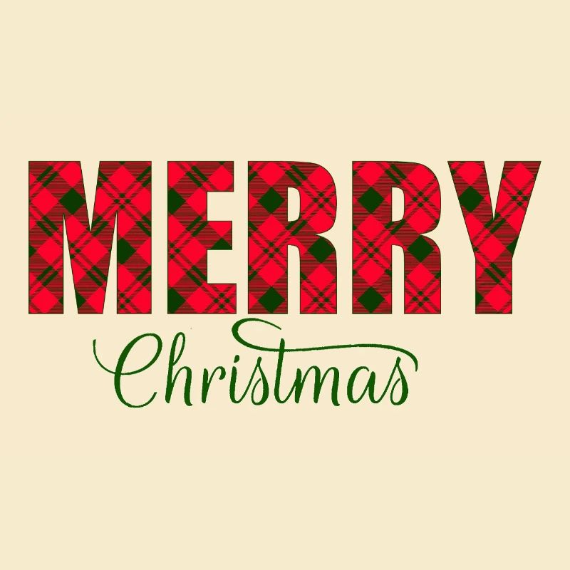 Merry Christmas Plaid Script