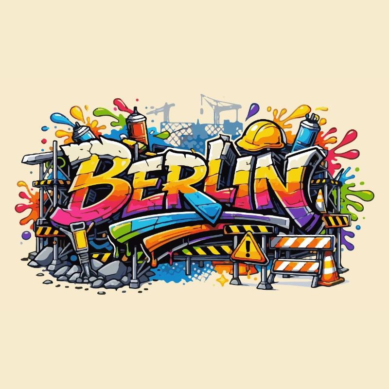 Style de chantier de graffiti à Berlin avec effets de couleur