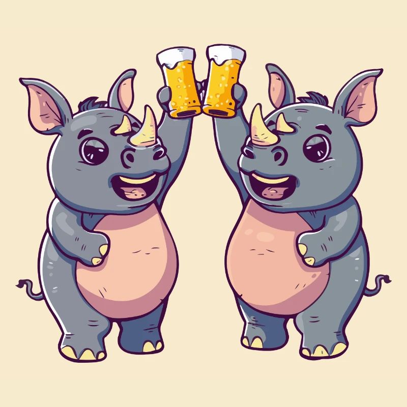 Nashorn Comic Tier Bier Lustig Saufen
