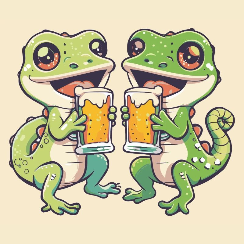 Lizard Comic Beer Party Drinking