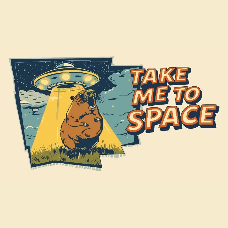 Take Me to Space Capybara UFO Pop-Art