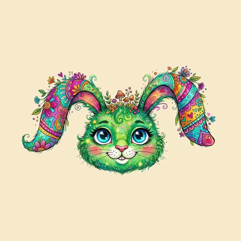Lapin Fleur Coloré – Visage