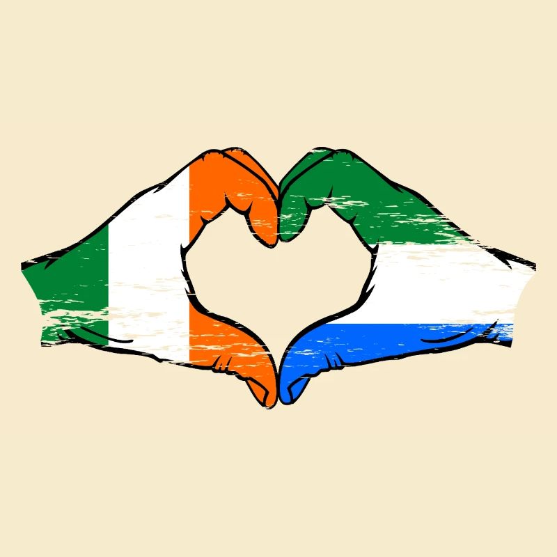 Irlande Sierra Leone drapeau mains forme de coeur utilisé