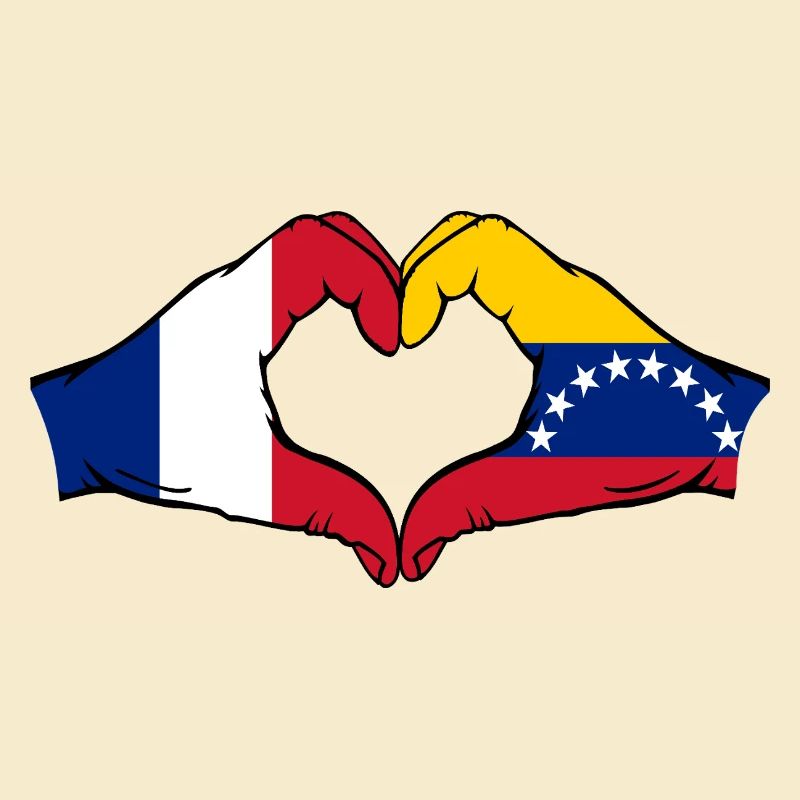 Drapeau du Venezuela Mains Forme de cœur