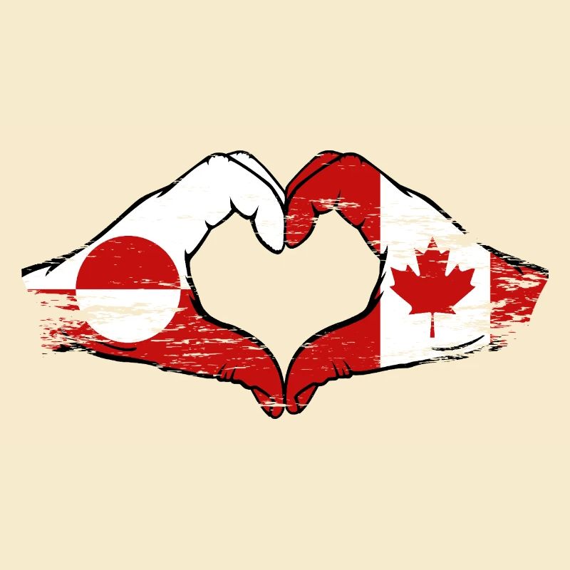 Mains du drapeau du Groenland, Canada, forme de cœur utilisée