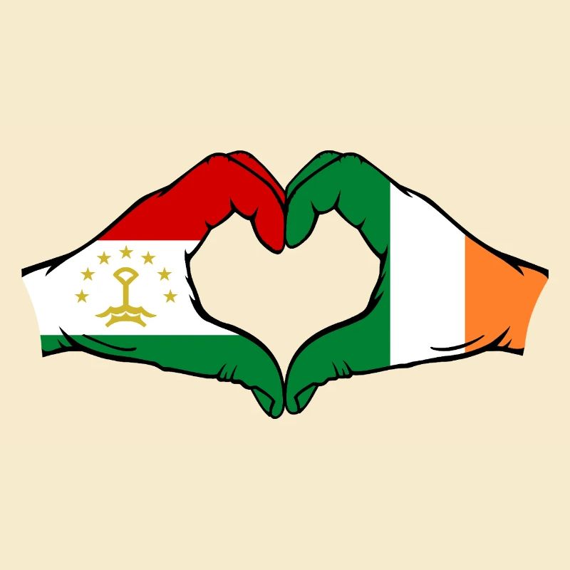 Drapeau d’Irlande du Tadjikistan Mains Forme de cœur