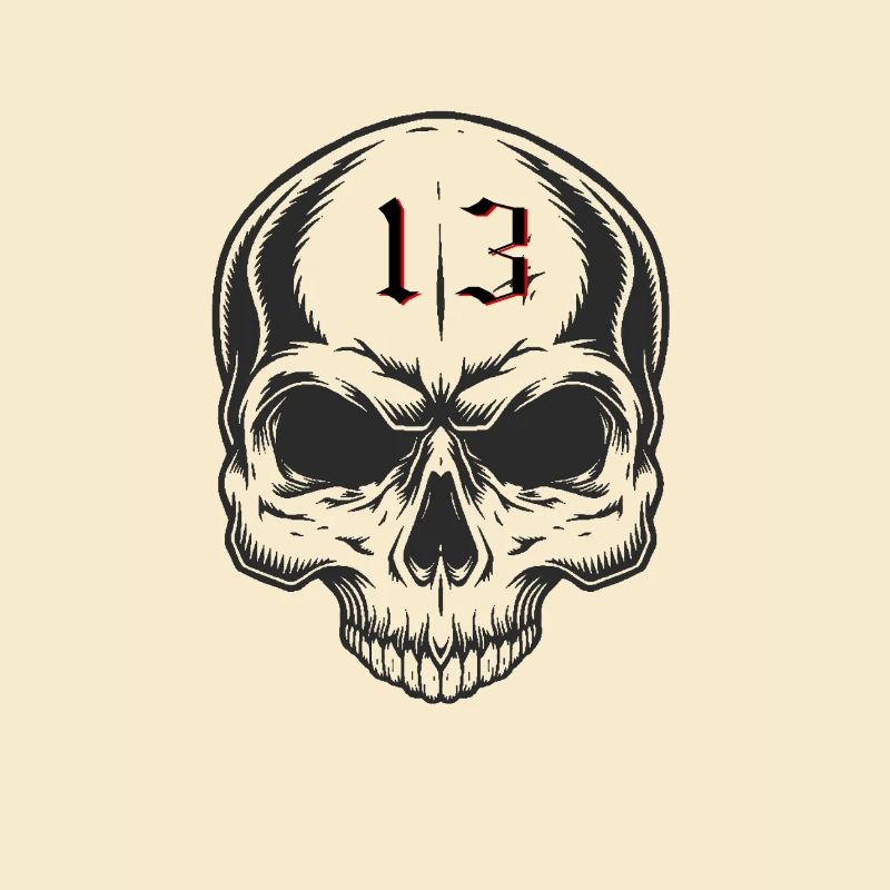 Lucky 13 skull black