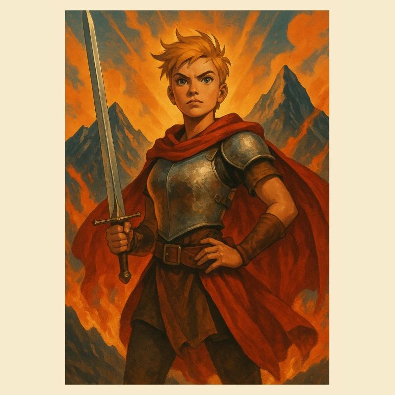 Heldin Ritter im Feuer