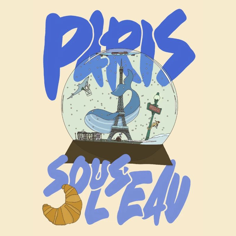Paris Snowglobe Blue - Eiffel icon