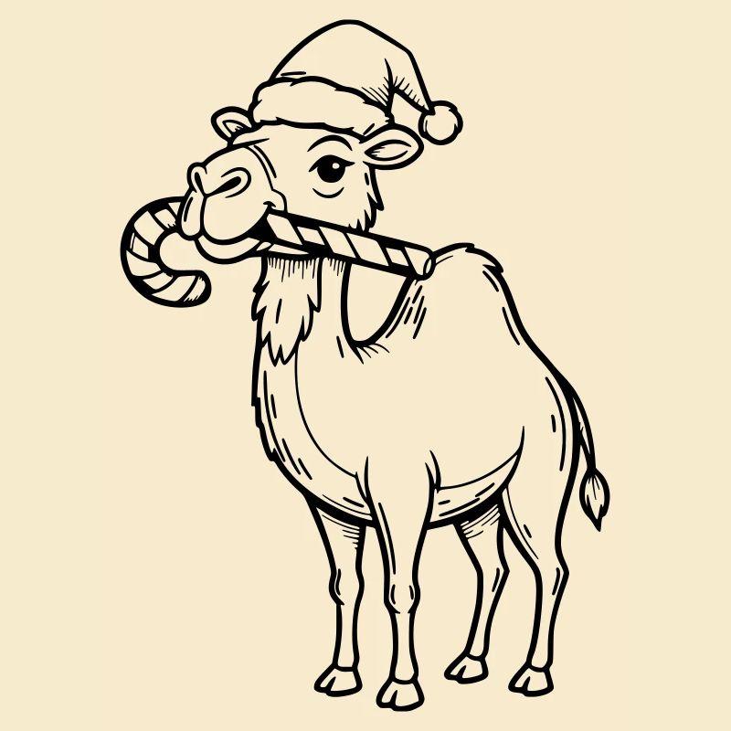 Kamel mit Weihnachtsmütze Illustration