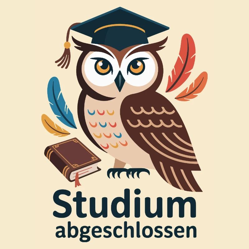 Eulenabschluss mit bunten Federn