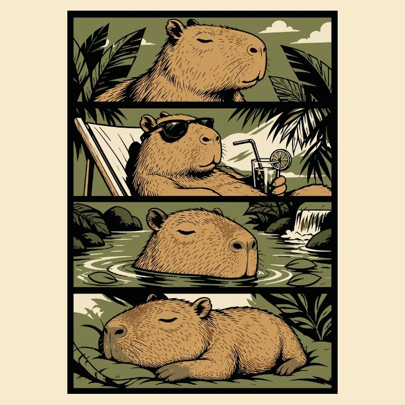 Tropical Capybara Chill Art