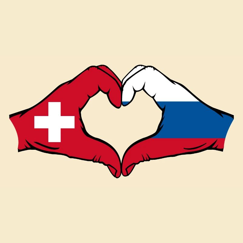 Suisse Russie Drapeau Aiguilles Forme De Coeur