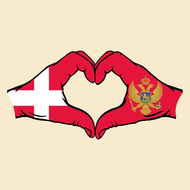 Danemark Monténégro drapeau mains forme coeur