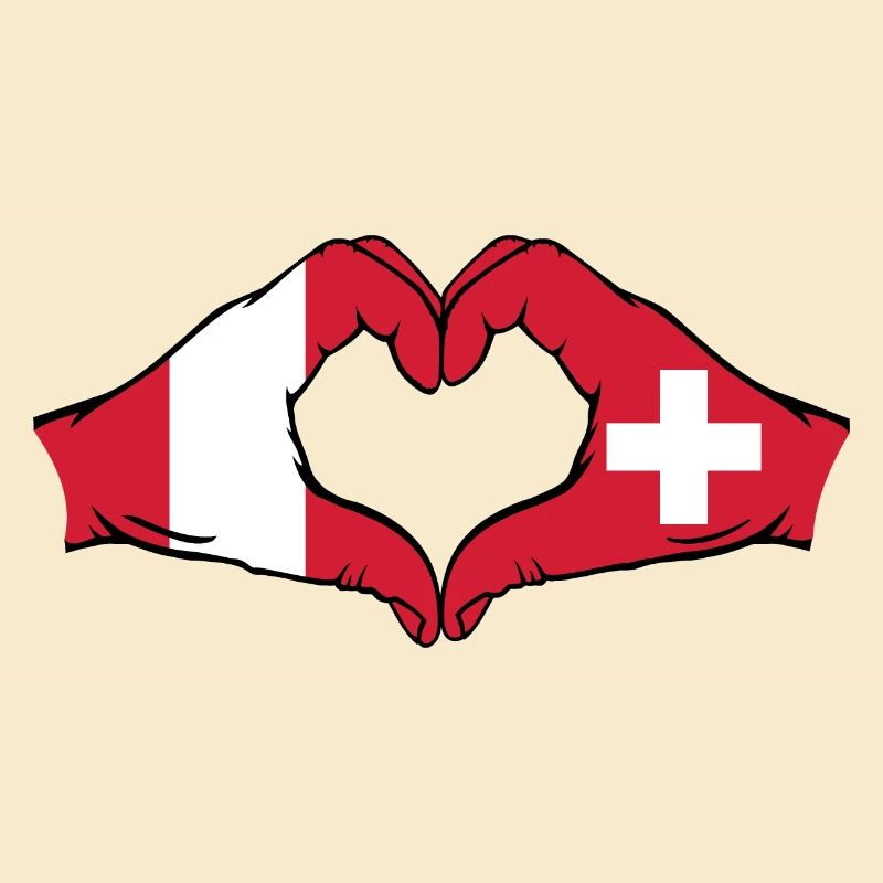 Pérou Suisse Drapeau Mains Coeur Forme