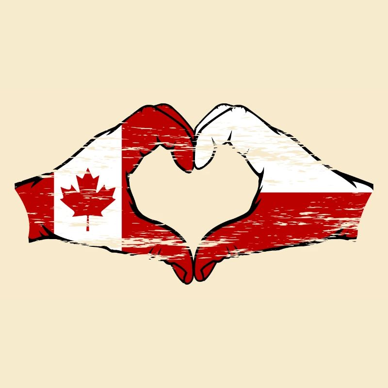 Drapeau du Canada de la Pologne Forme de coeur utilisé