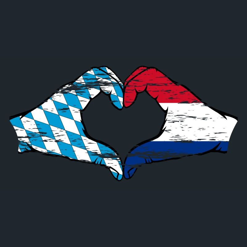 Bavière, Hollande, drapeau, mains, forme de coeur utilisé