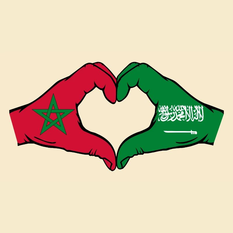 Morocco Saudi Arabia Flag Hands Heart Shape