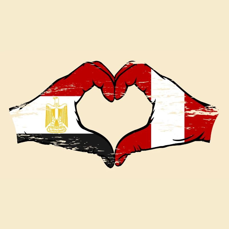 Égypte Pérou Drapeau Mains Coeur Forme Utilisé