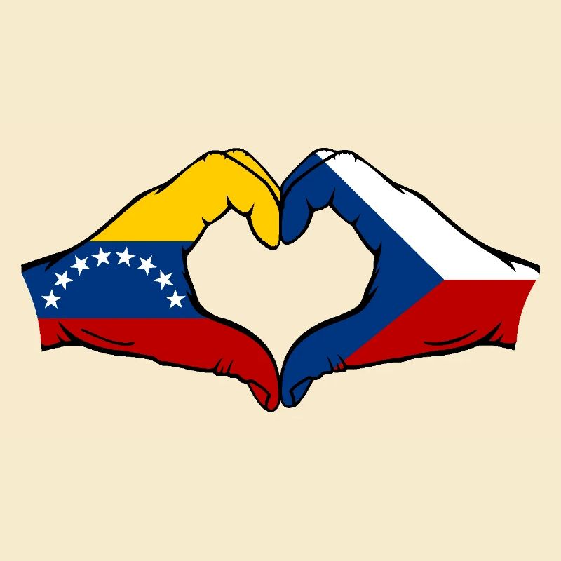 Venezuela République tchèque Drapeau Mains Coeur Forme