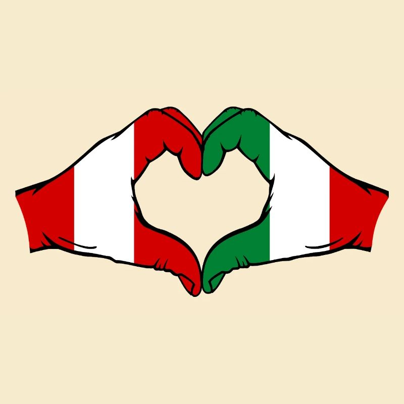 Pérou Italie Drapeau Mains Coeur Forme